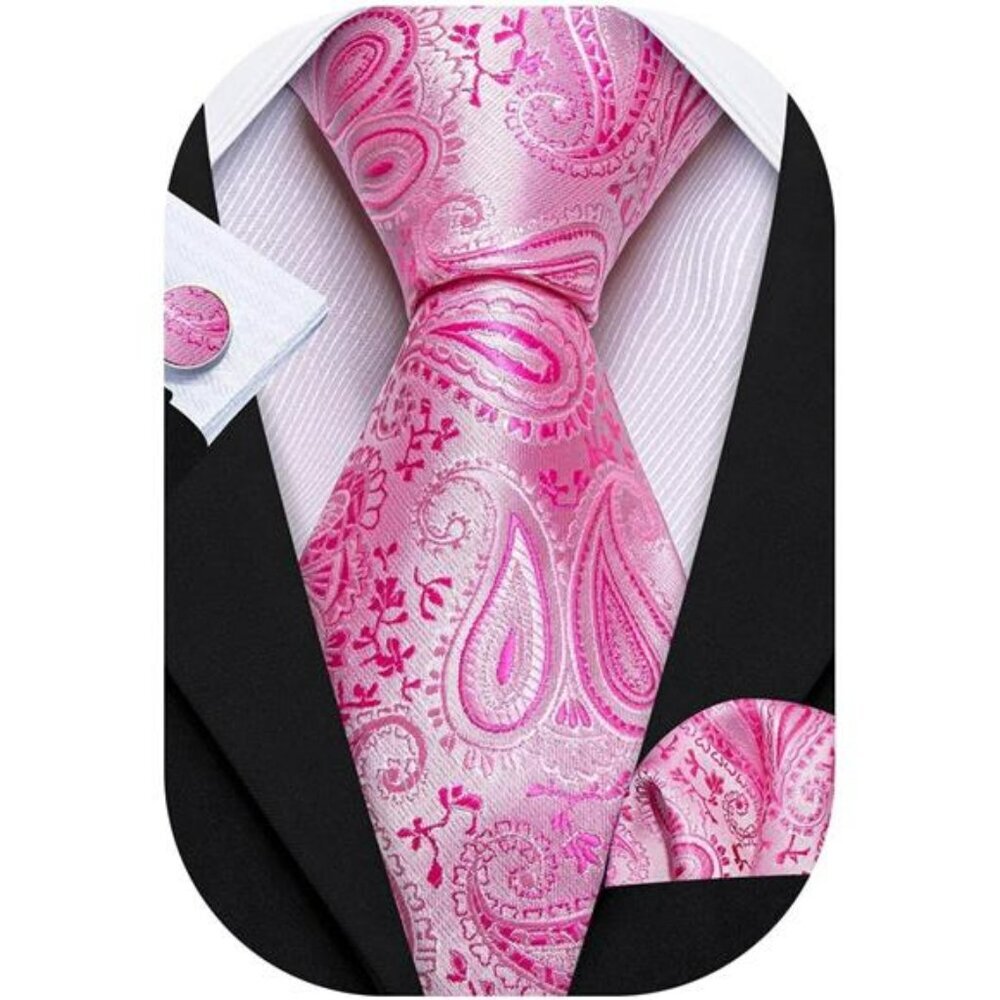 Paisley tie set for men woven silk necktie cufflinks pocket square gift box